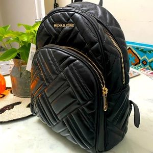 Medium Abbey Leather Michael Kors Backpack with GOLD hardware